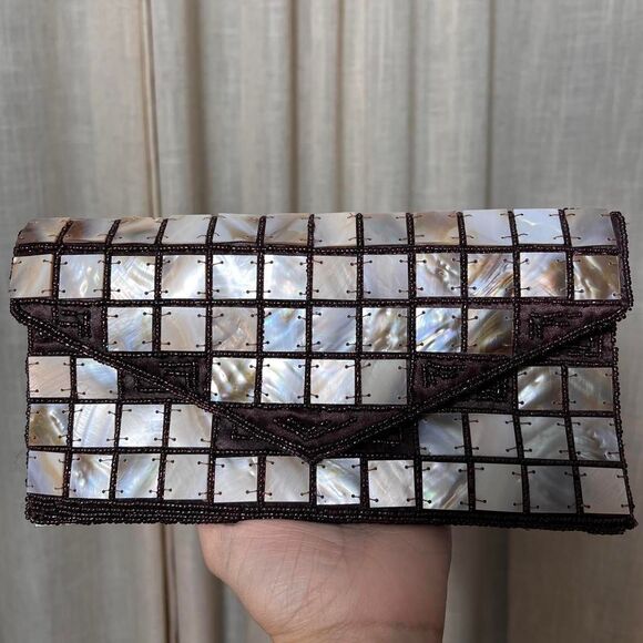 Mod By Design Mother of Pearl Clutch – Vintage Statement Bag - Picture 1 of 6